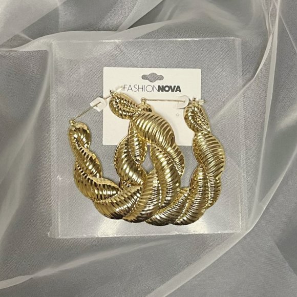Gold Hoop Earrings - Fashion Nova - Big Earrings - Fashion Jewelry - Picture 4 of 6